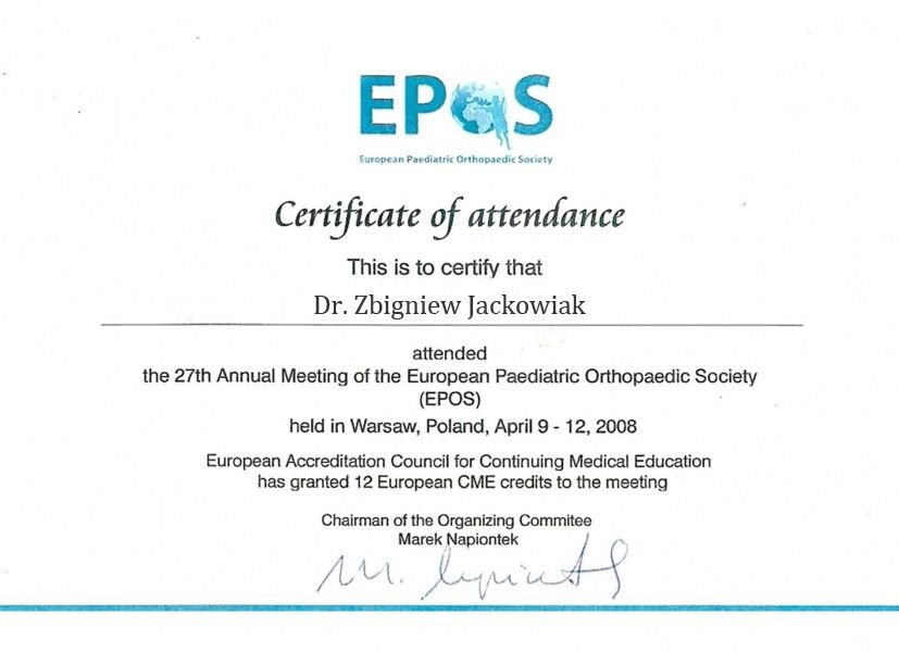 Certyfikat Zbigniew Jackowiak
