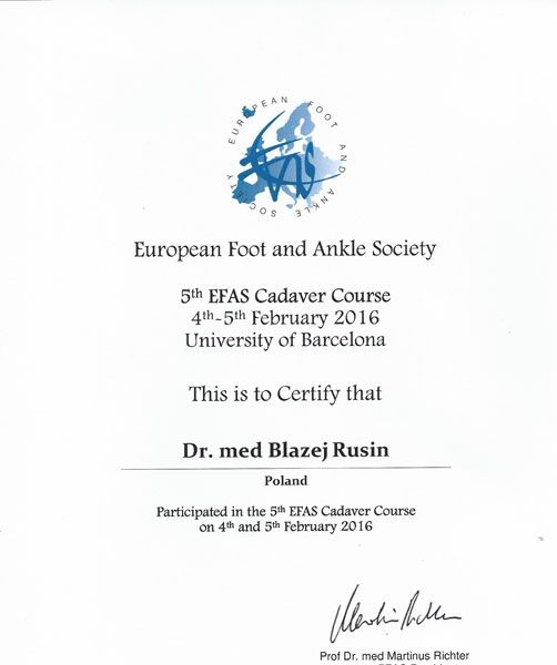 Haluksy: Certyfikat dr Błażej Rusin